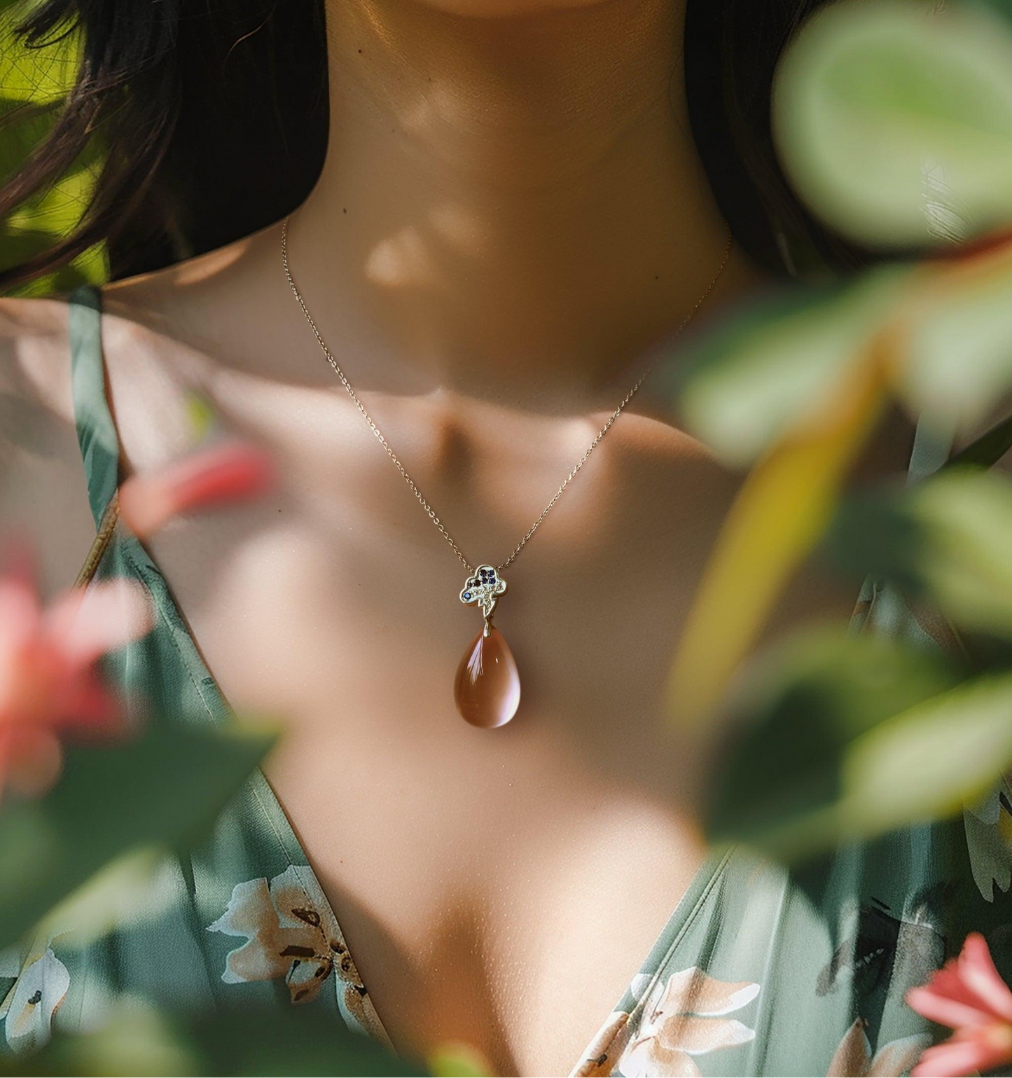 Cloud and Rain Rose Quartz Necklace