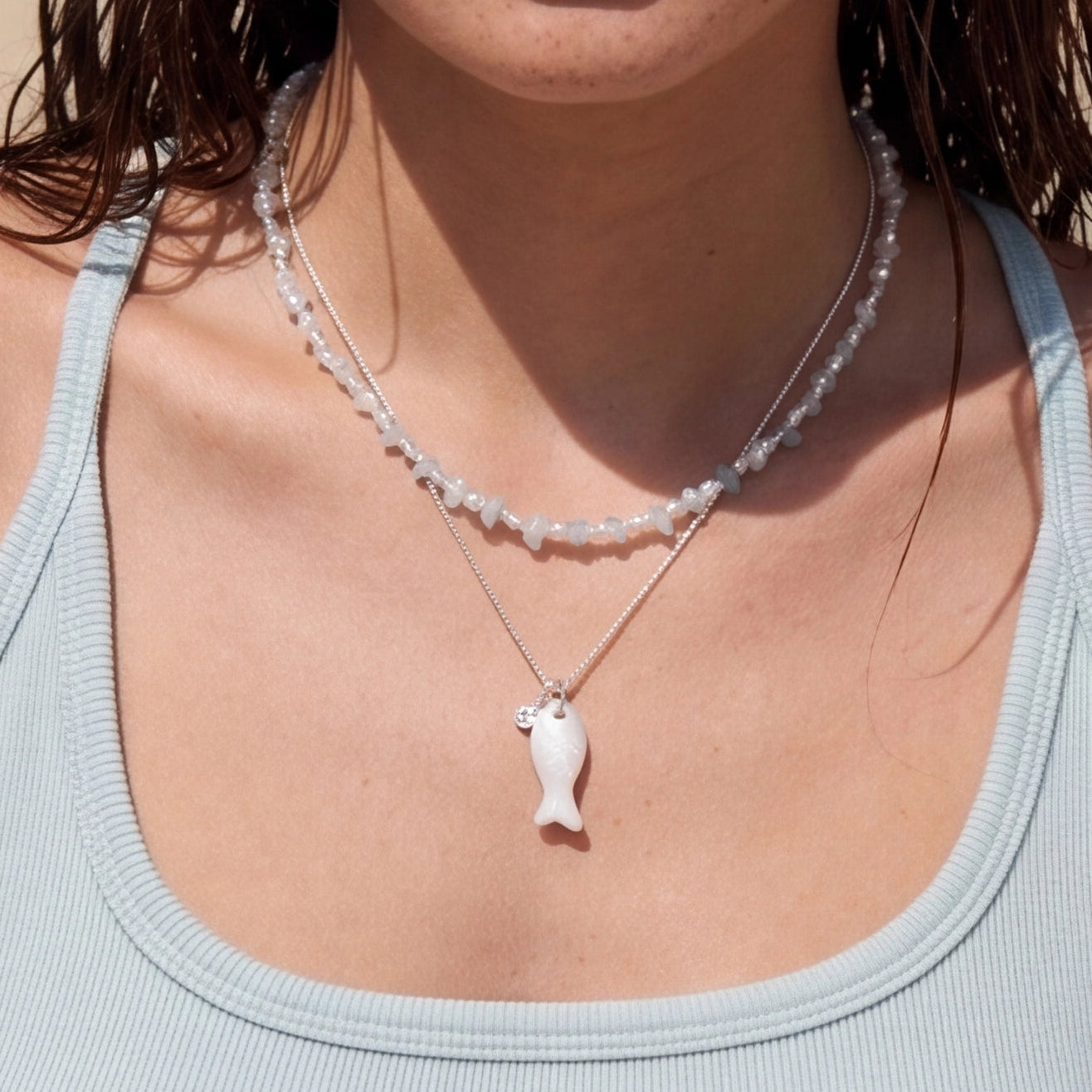 Silver Koi Fish Pendant Necklace