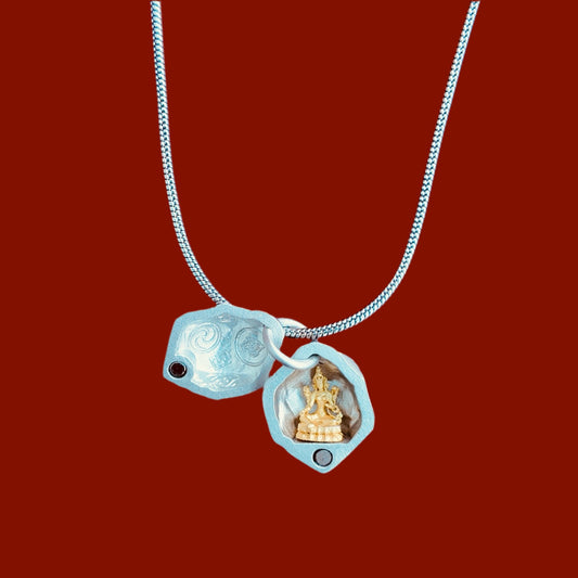 Bodhisattva Tara Ghau Prayer Box Locket Necklace