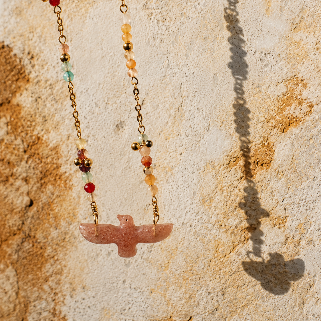 Wildwing Strawberry Quartz Eagle Necklace
