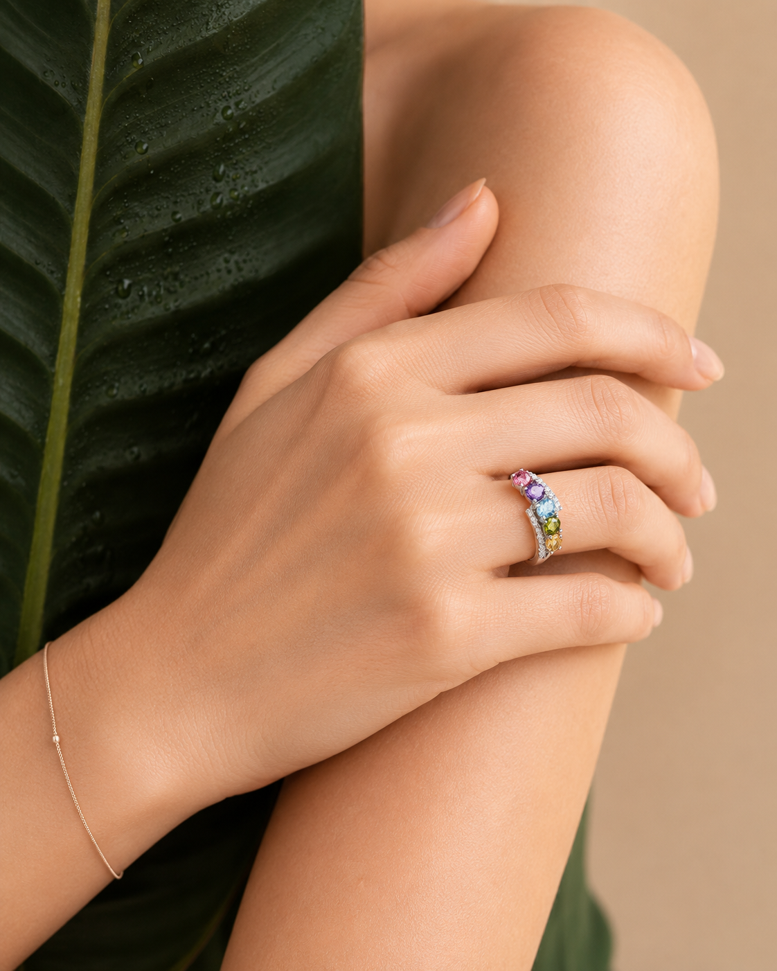 Pocket Rainbow Tourmaline Gemstone Ring