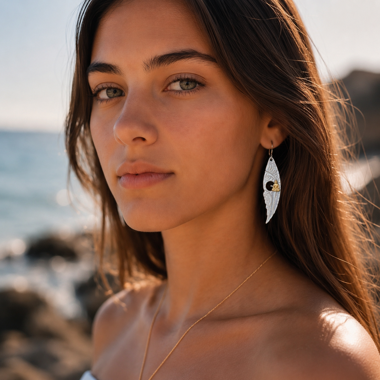 Meditating Buddha Mother-of-Pearl Earrings