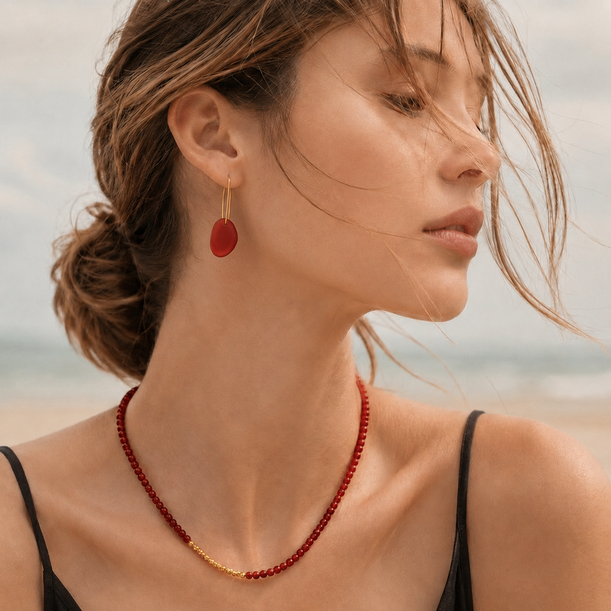 Navajo Red Agate Gold Vermeil Earrings