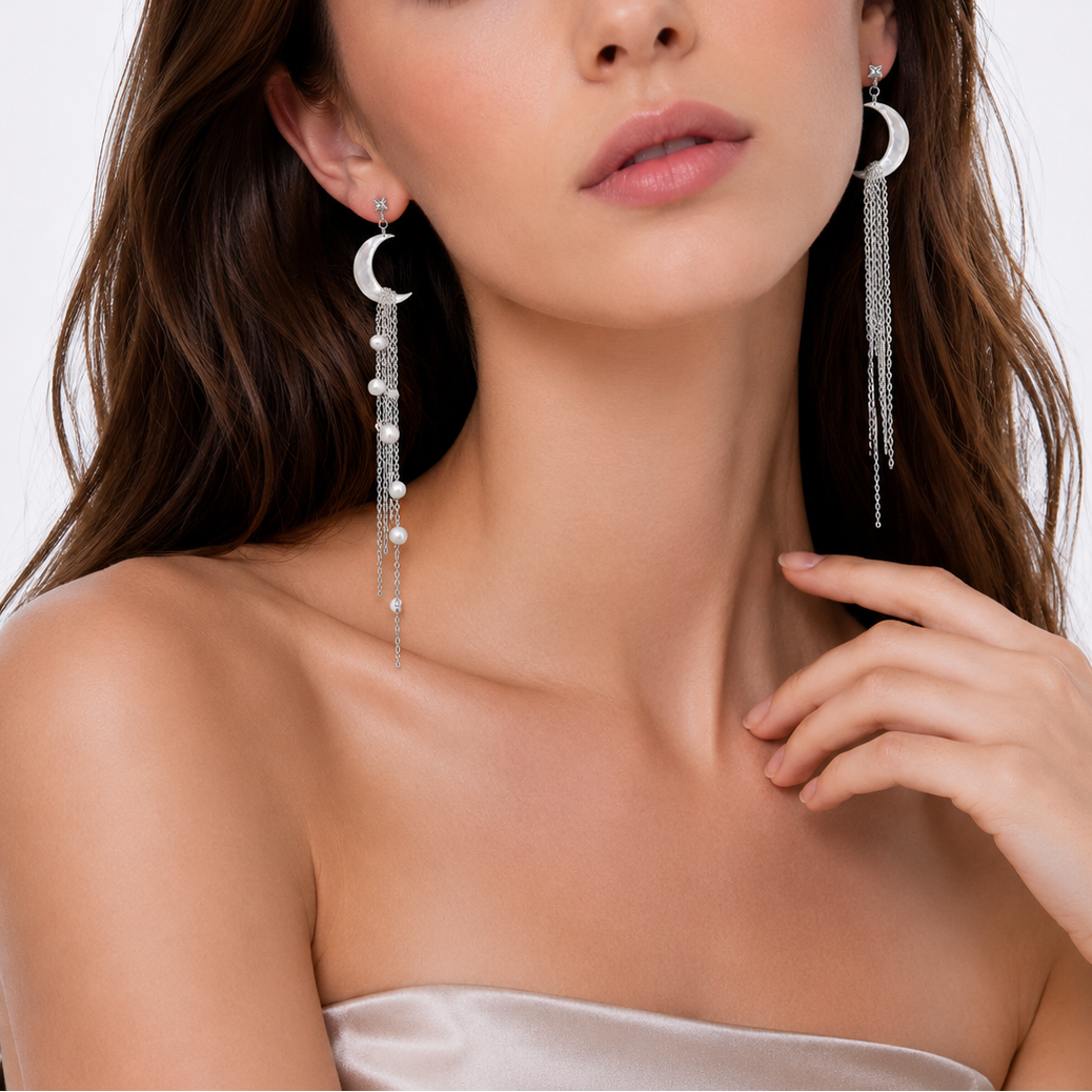 Moon Cascade Mother-of-Pearl Earrings