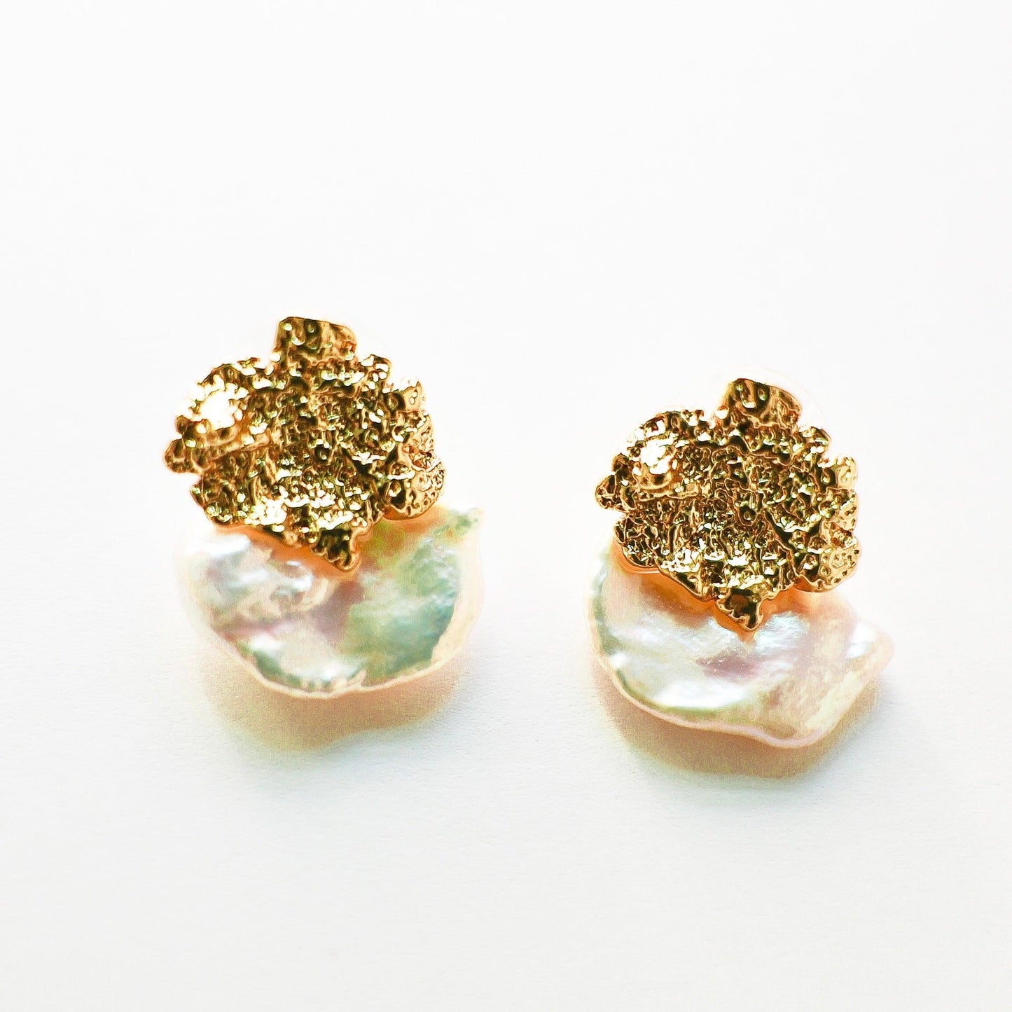 Moon Petal Baroque Pearl Stud Earrings - ORMIRO