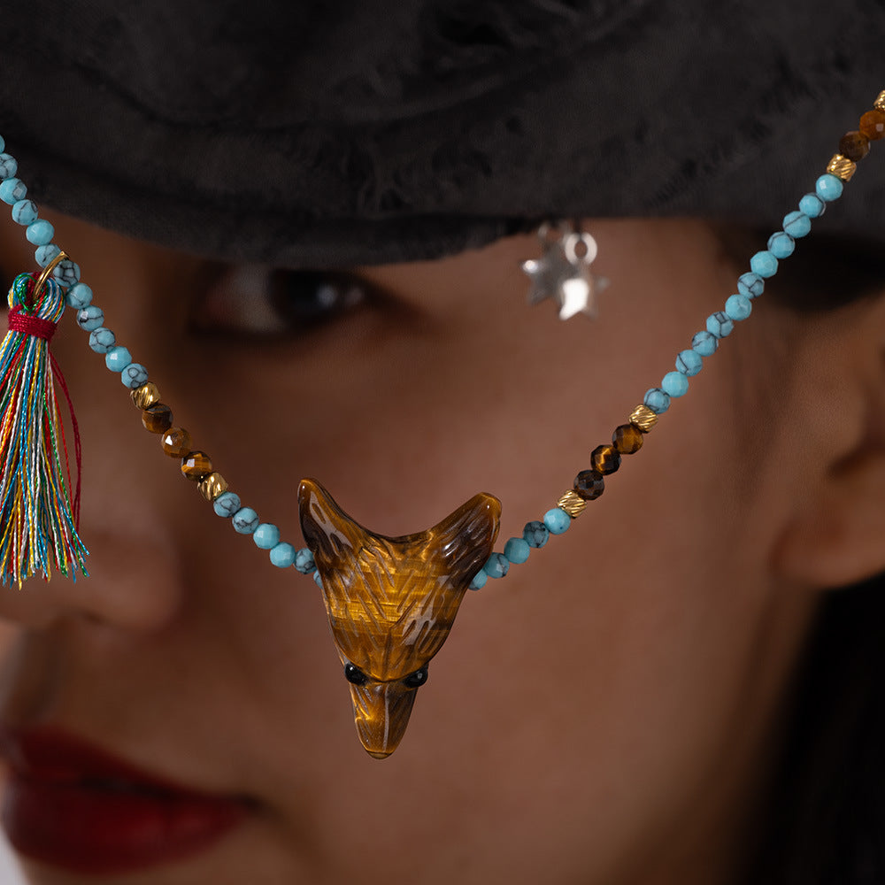 Wild Spirit Wolf Gemstone Necklace