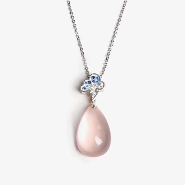 Cloud and Rain Rose Quartz Necklace - ORMIRO