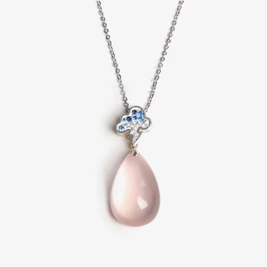 Cloud and Rain Rose Quartz Necklace - ORMIRO