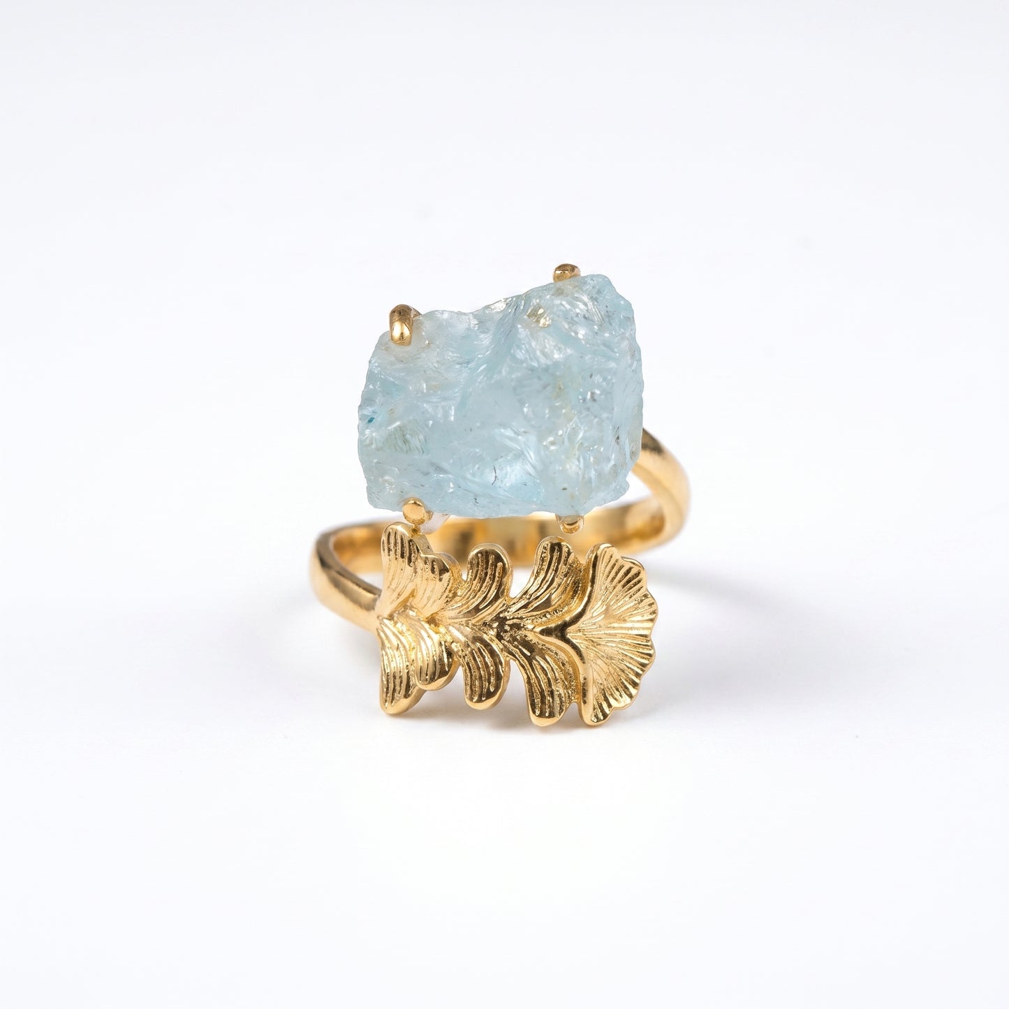 Nymph Aquamarine Gold Leaf Ring