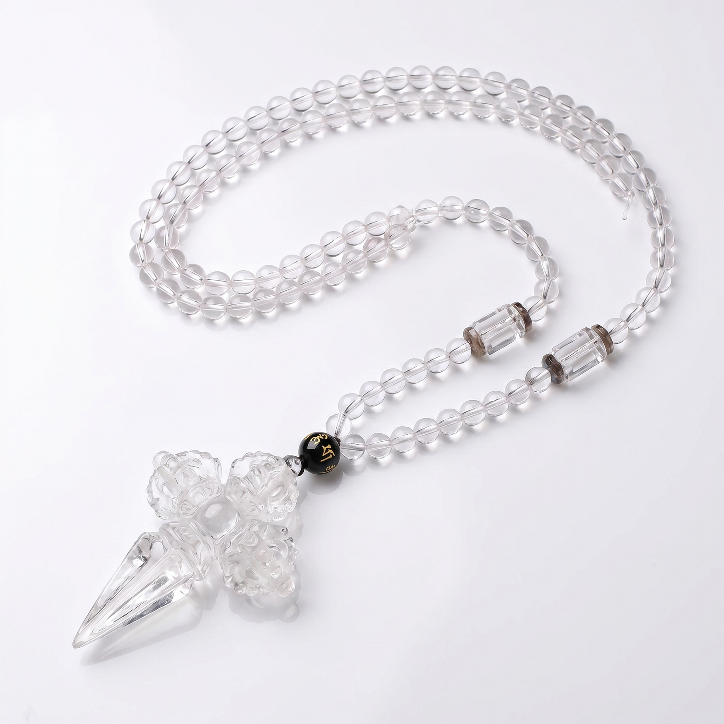 Double Vajra & Phurba Crystal Necklace