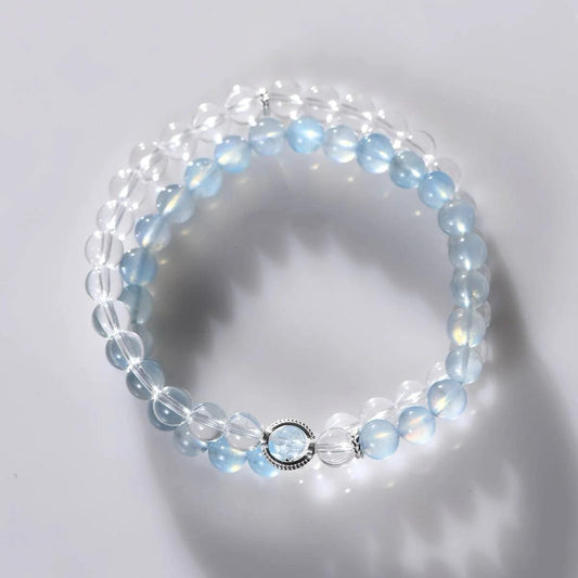 Ocean Breeze Clear Quartz & Aquamarine Wrap Bracelet - ORMIRO