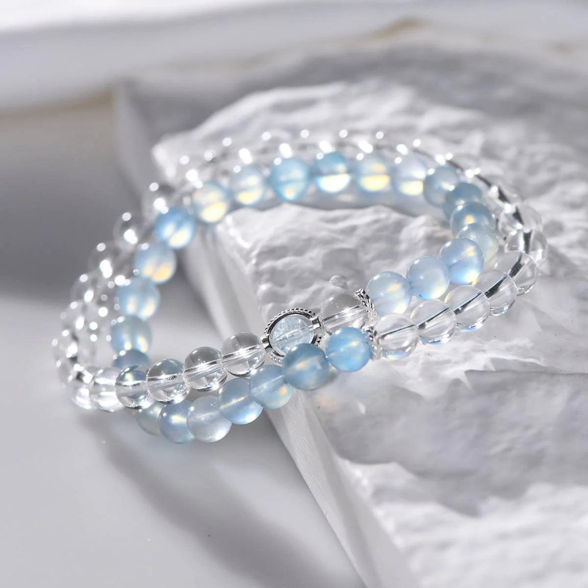 Ocean Breeze Clear Quartz & Aquamarine Wrap Bracelet - ORMIRO