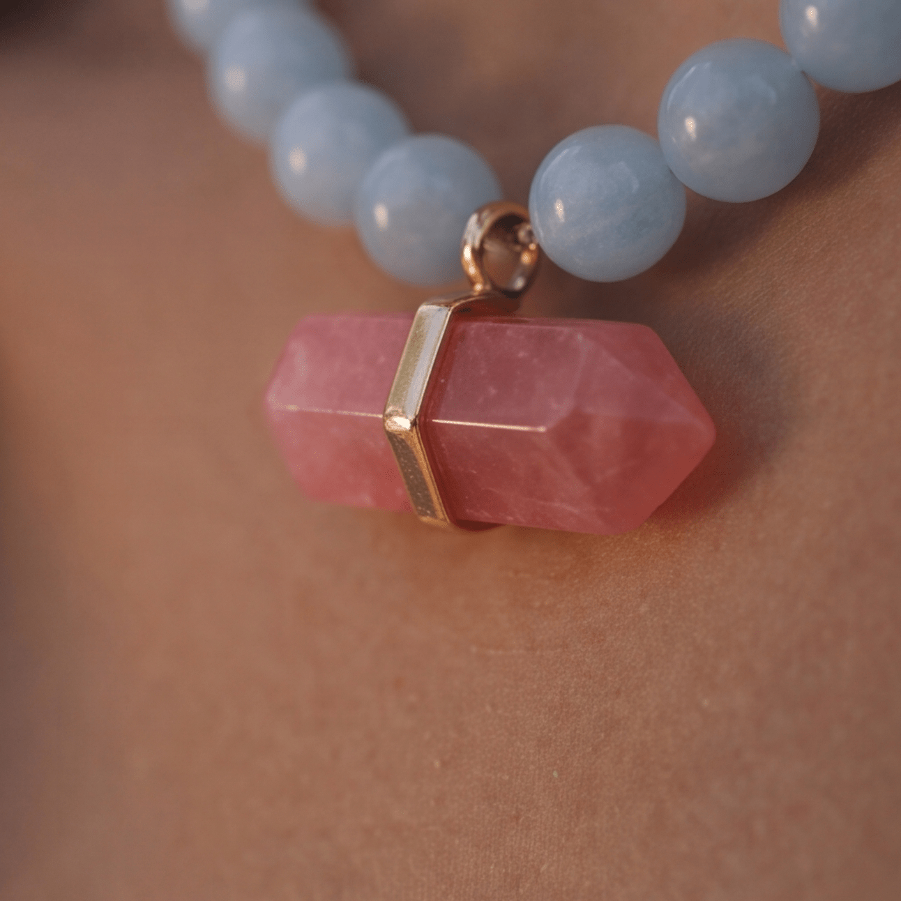 Pele Watermelon Quartz Beaded Necklace - ORMIRO