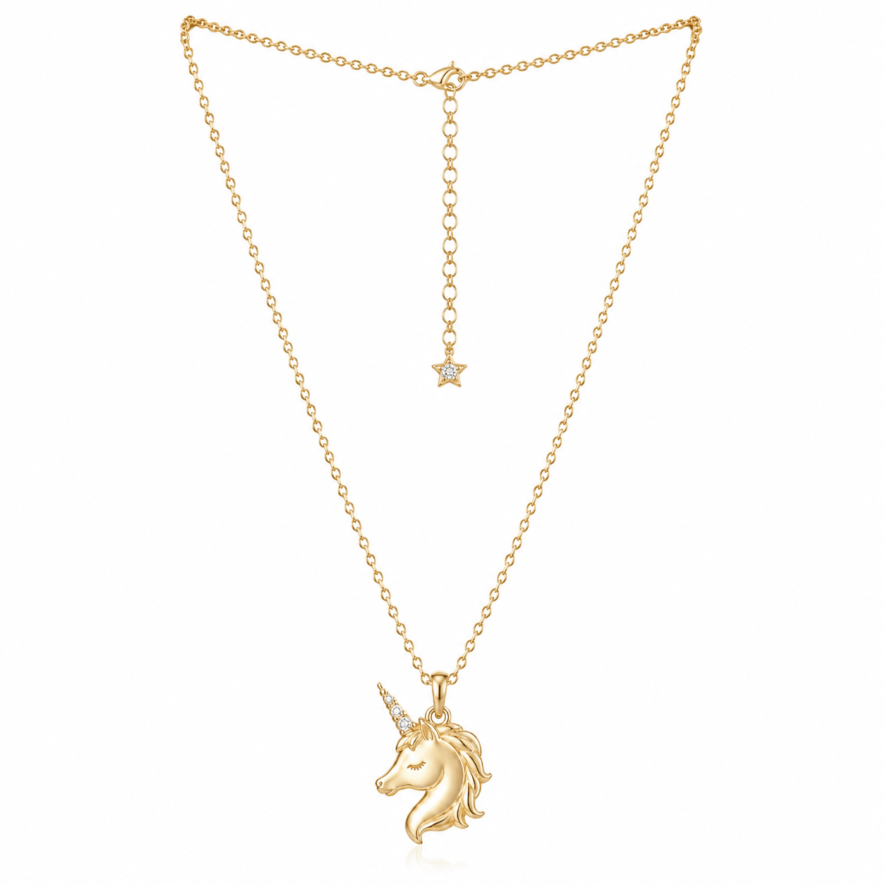 Unicorn Necklace in 14K Solid Gold and Diamonds - ORMIRO