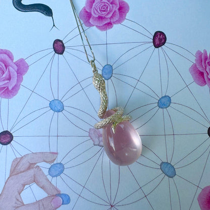 Kundalini Snake Rose Quartz Necklace