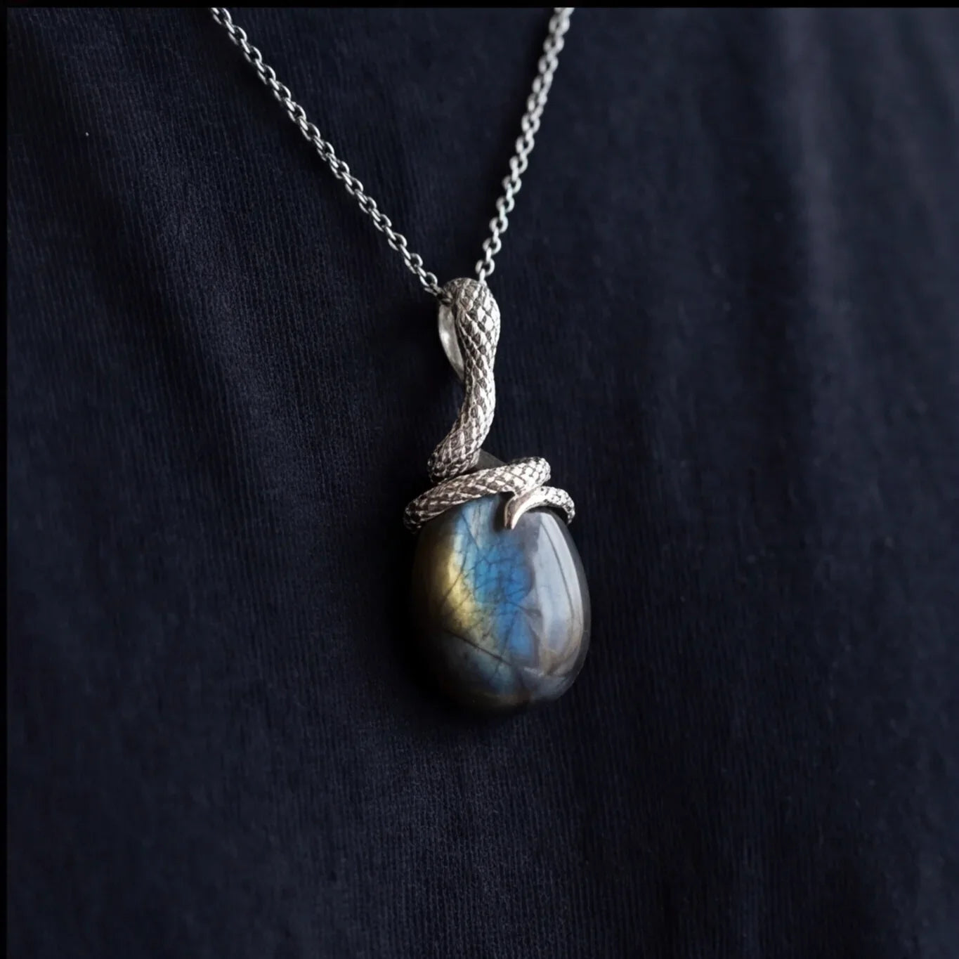 Kundalini Snake Labradorite Vermeil Necklace