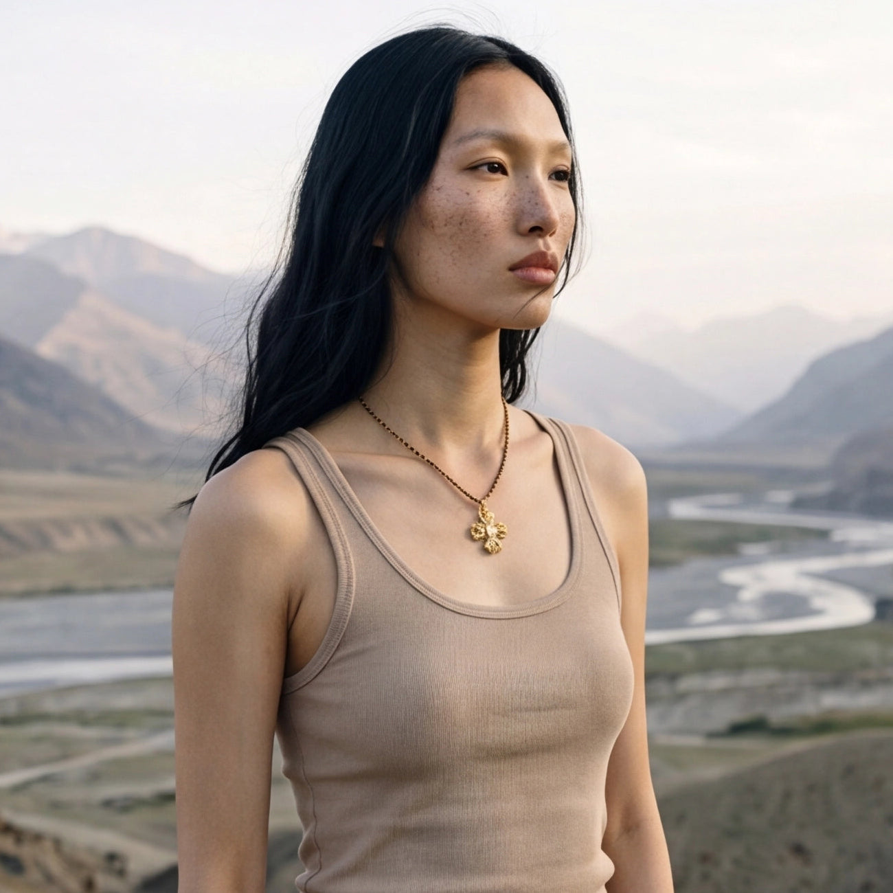 Double Vajra Gold Vermeil Pendant Necklace