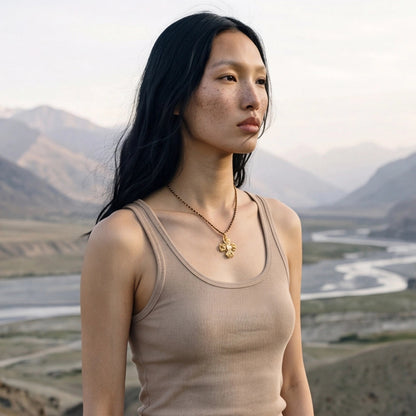 Double Vajra Gold Vermeil Pendant Necklace
