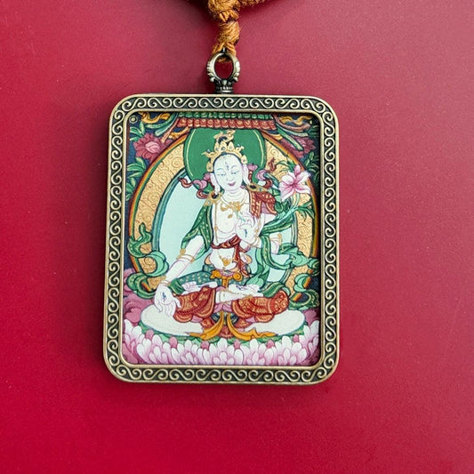 Bodhisattva White Tara Thangka Pendant Necklace