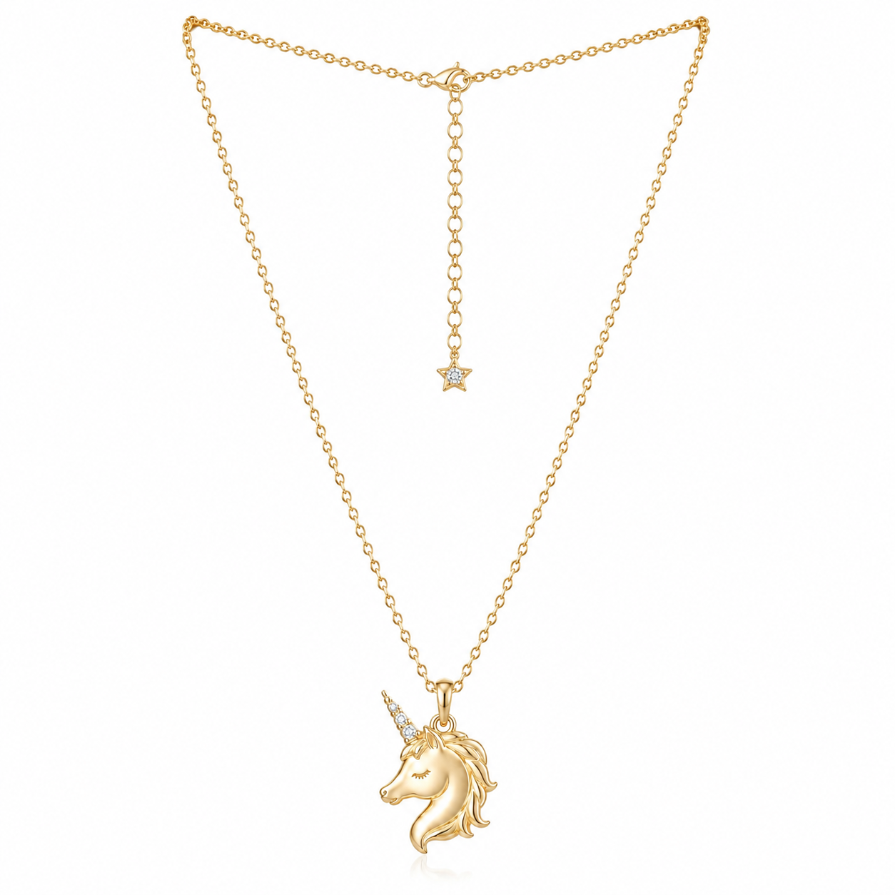 Unicorn Necklace in 14K Solid Gold and Diamonds