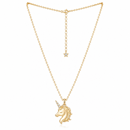 Unicorn Necklace in 14K Solid Gold and Diamonds