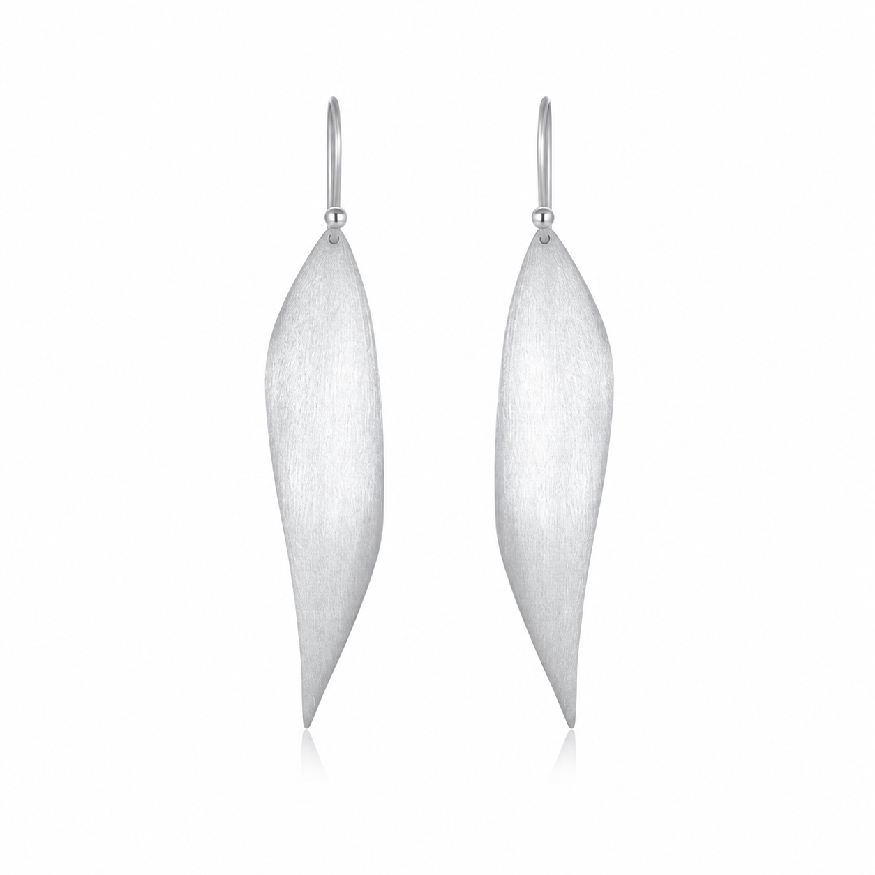 Silver Wind Leaf Drop Earrings