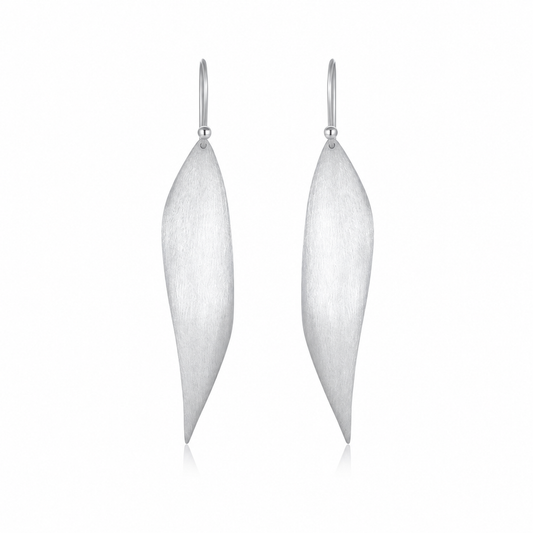 Silver Wind Leaf Drop Earrings