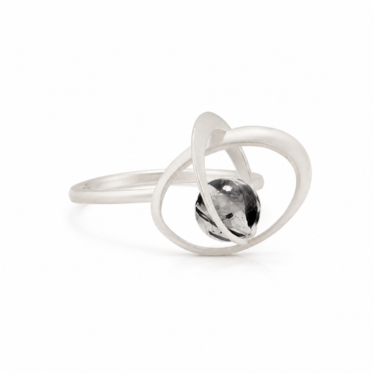 Orbit Black Rutilated Quartz & Sterling Silver Ring