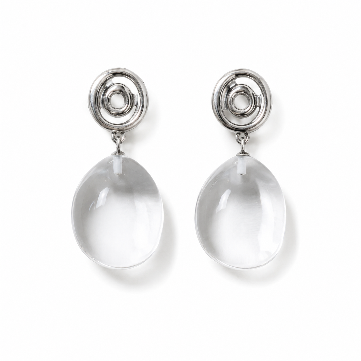 Vortex Clear Quartz Crystal Spiral Earrings