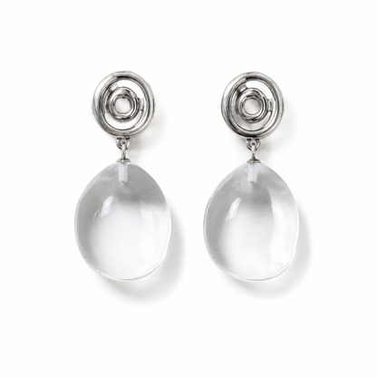 Vortex Clear Quartz Crystal Spiral Earrings