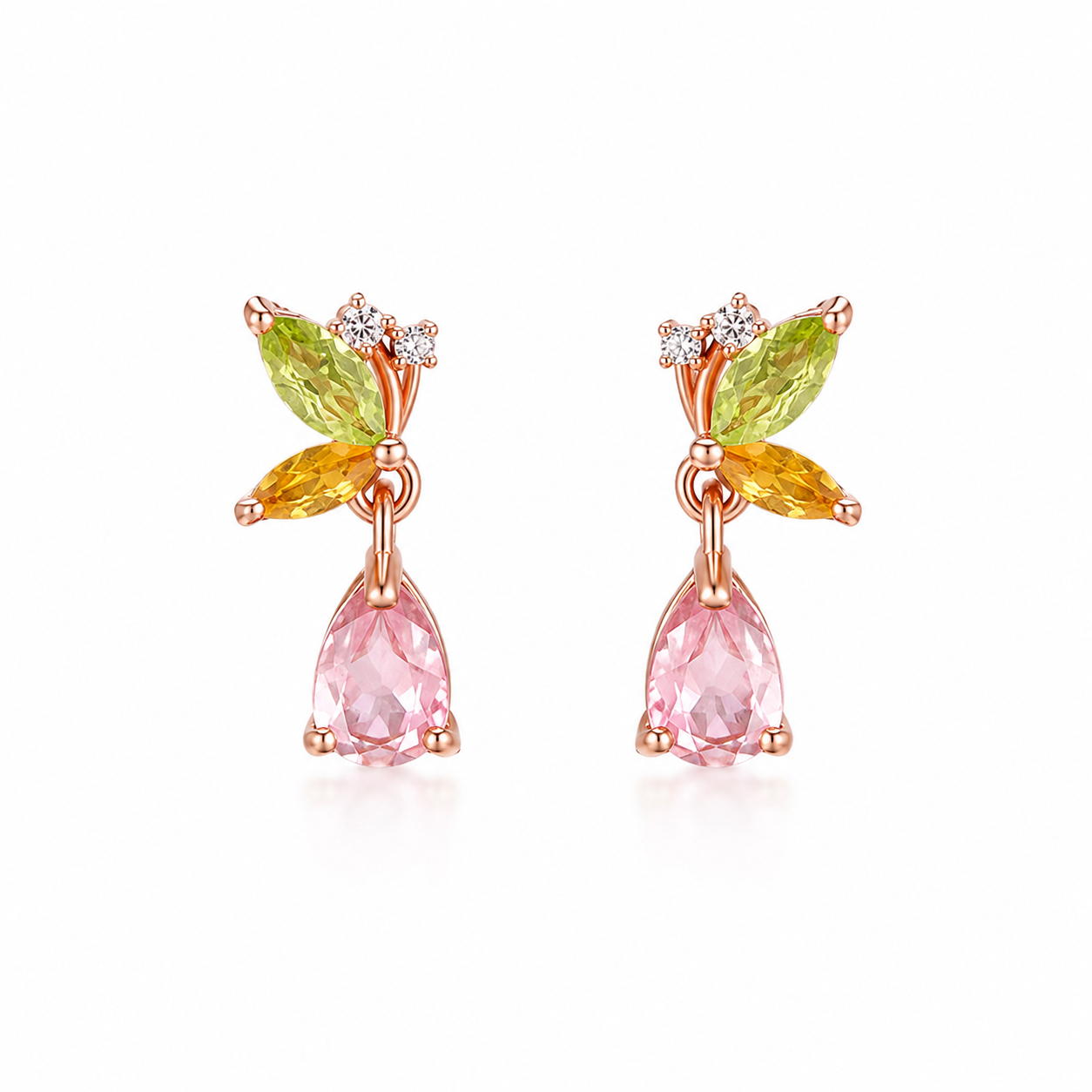 Fairy Wings Tourmaline Gemstone Stud Earrings