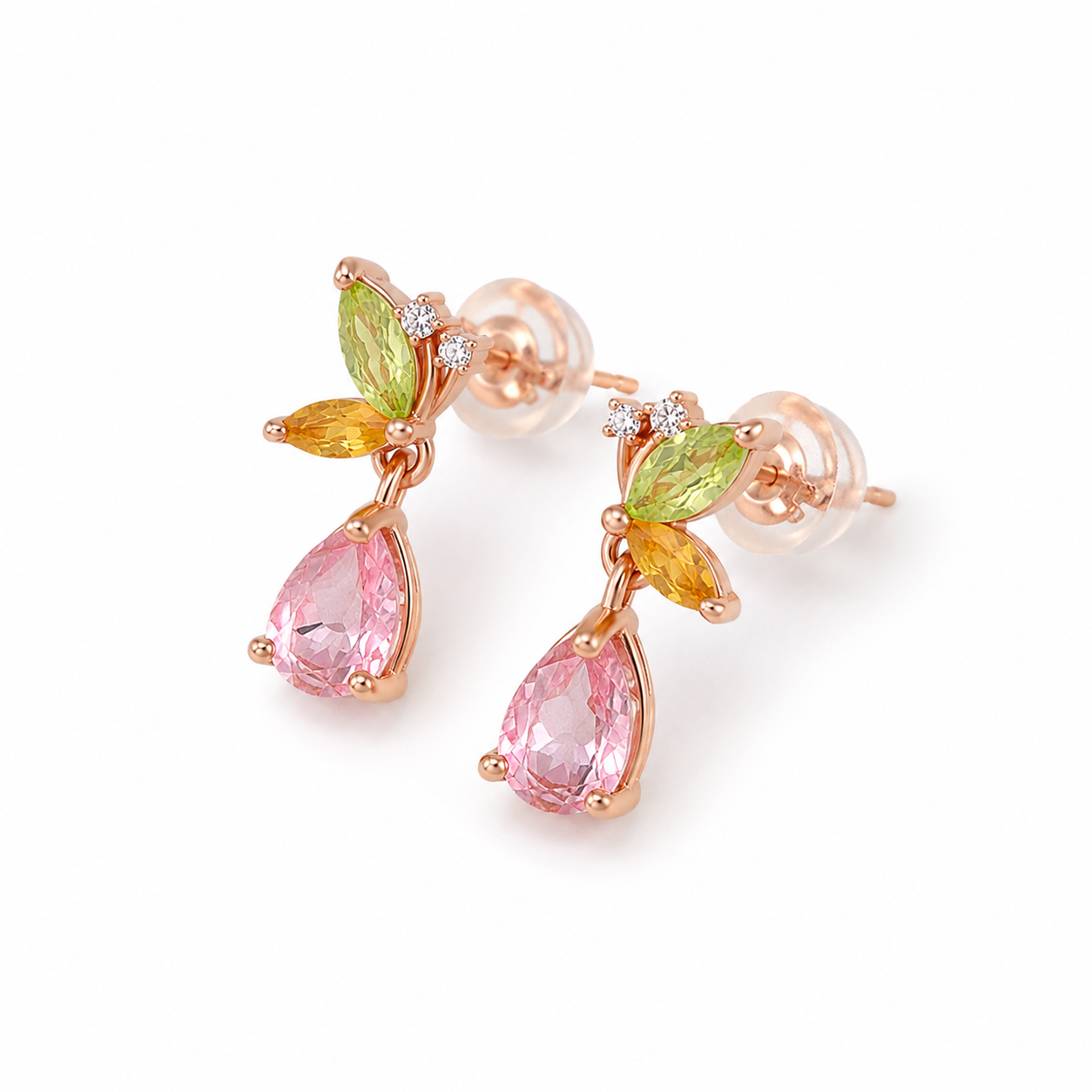 Fairy Wings Tourmaline Gemstone Stud Earrings