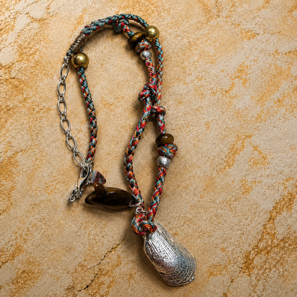 Maui Tiger Eye Fish Cord Necklace
