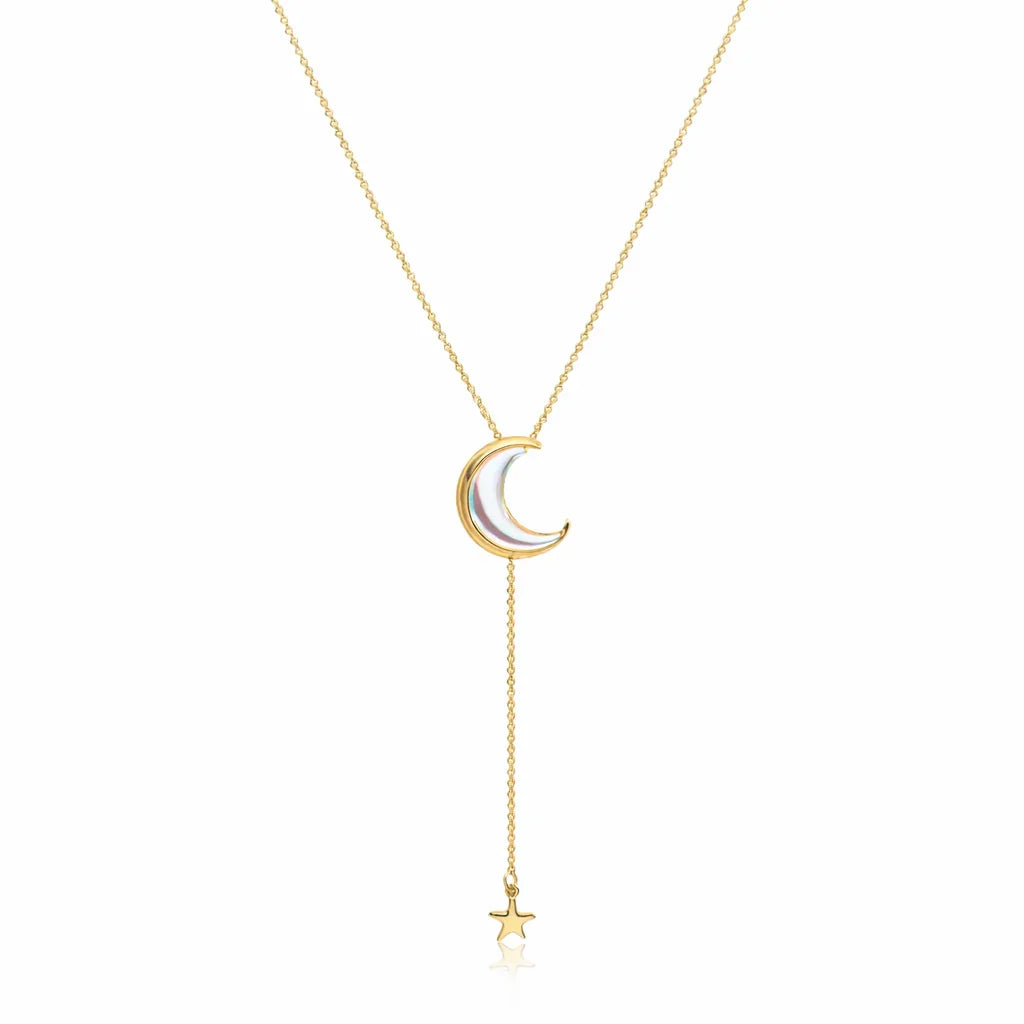 Moon and Star Lariat Necklace