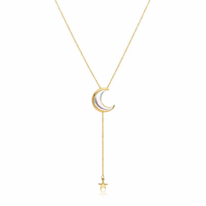 Moon and Star Lariat Necklace
