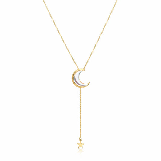 Moon and Star Lariat Necklace