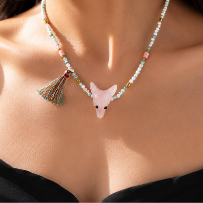 Wild Spirit Wolf Gemstone Necklace