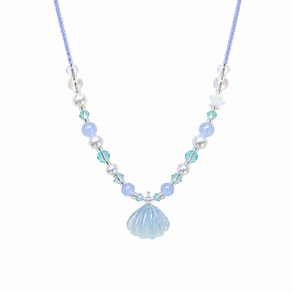 Star & Shell Aquamarine Beaded Necklace