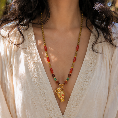 Sunkeeper Amphora Carnelian Beaded Necklace
