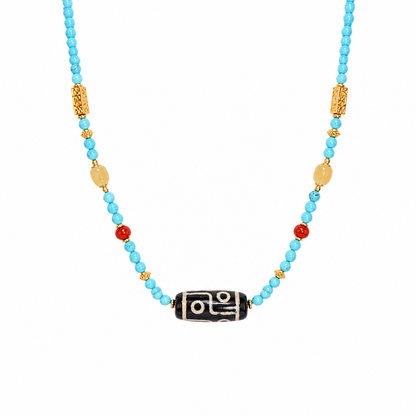 Dolma Turquoise & Dzi Bead Necklace