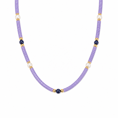 Iris Agate, Lapis Lazuli & Pearl Necklace