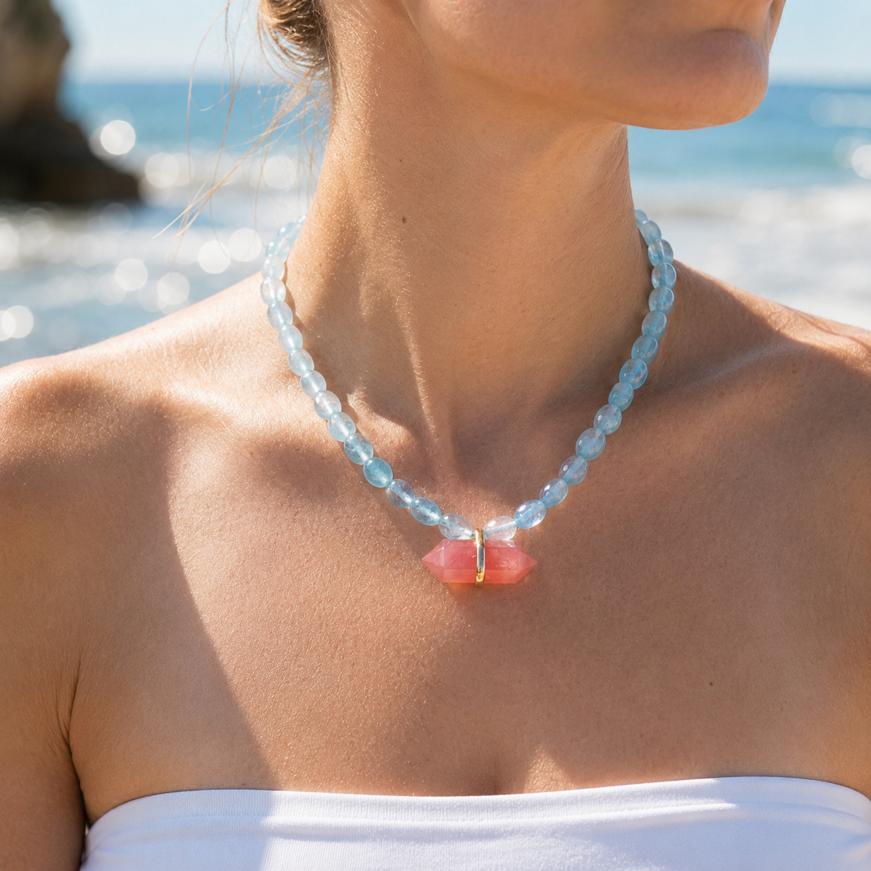 Avalon Watermelon Quartz Beaded Necklace