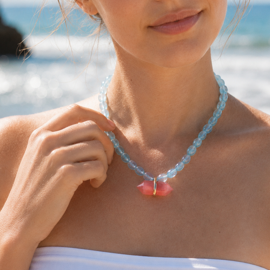 Avalon Watermelon Quartz Beaded Necklace