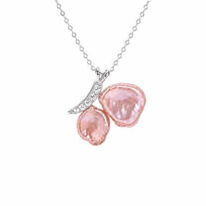 Aphrodite Blush Pearl & Silver Butterfly Necklace