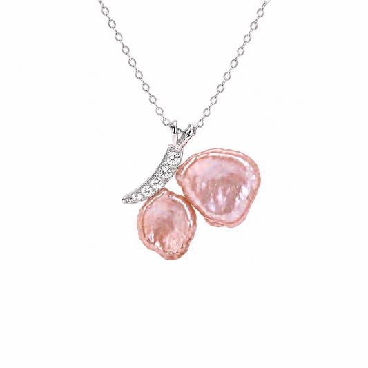 Aphrodite Blush Pearl & Silver Butterfly Necklace