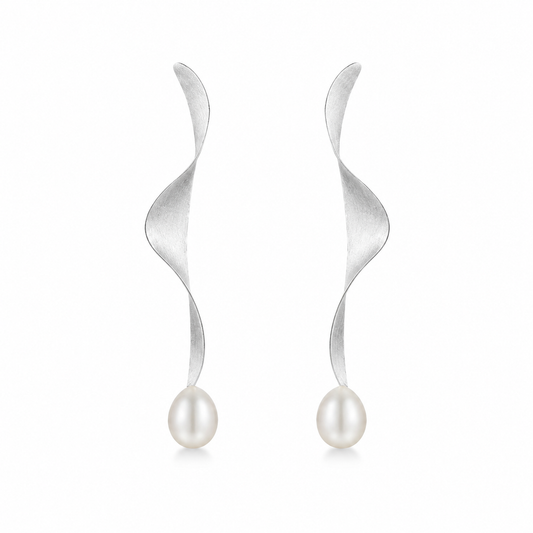 Moontide Sterling Silver Pearl Drop Earrings