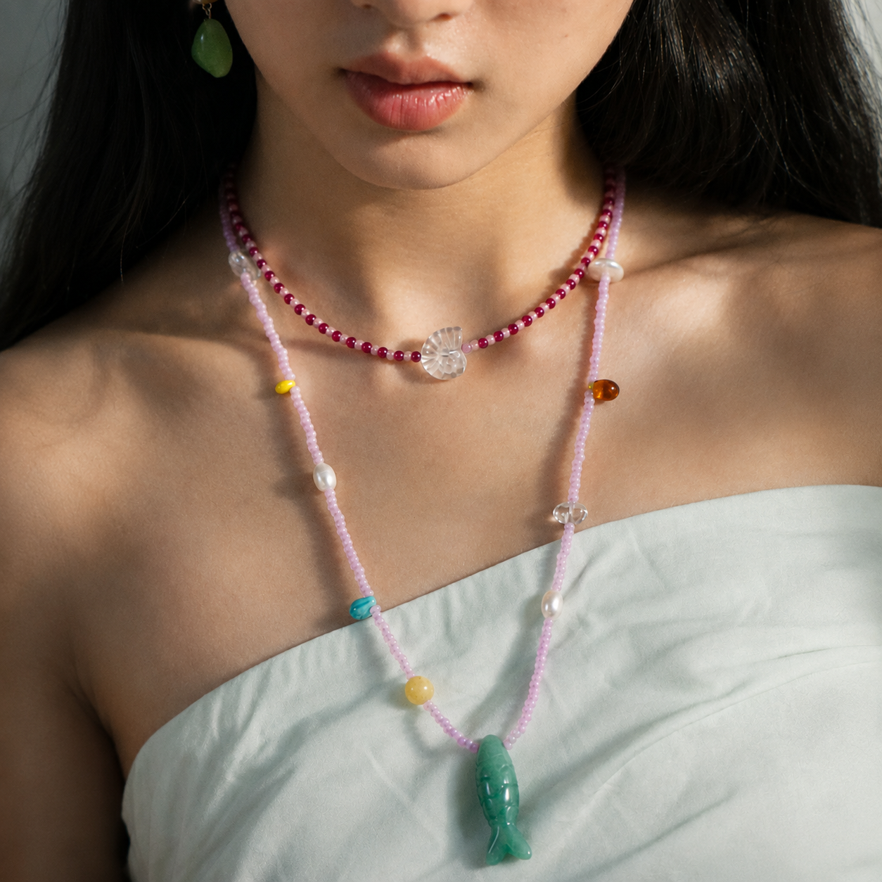 Summertime Aventurine Fish Necklace