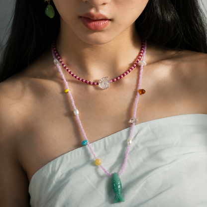 Summertime Aventurine Fish Necklace