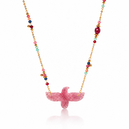 Wildwing Strawberry Quartz Eagle Necklace