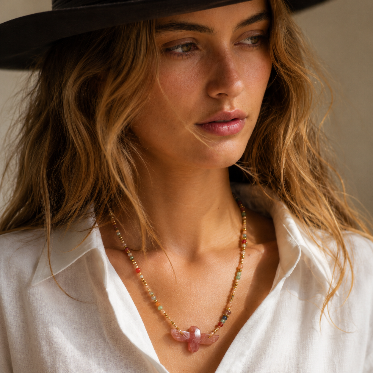 Wildwing Strawberry Quartz Eagle Necklace